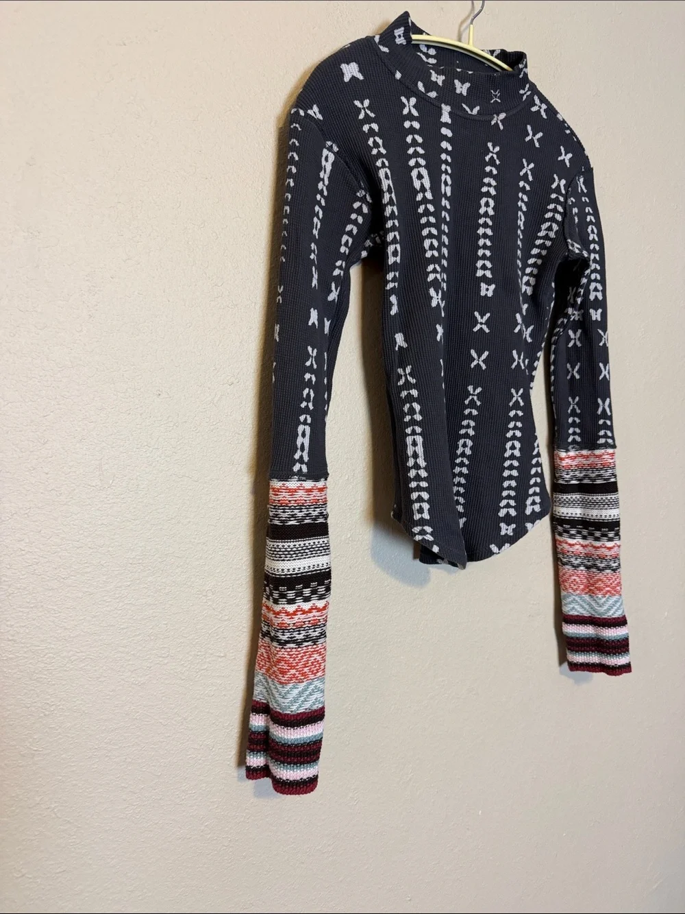 Free People Wonderful Swit Top Charcoal Combo Size‎ small